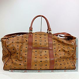 MCM Duffle Cognac Monogram Visetos Boston with Strap 870768 Brown Coated Canvas Weekend/Travel Bag