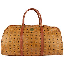 MCM Large Cognac Monogram Viseto Boston Duffle Bag 106m16