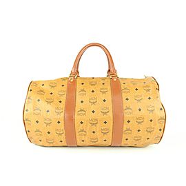 MCM Large Cognac Monogram Visetos Boston Duffle Bag 107m41