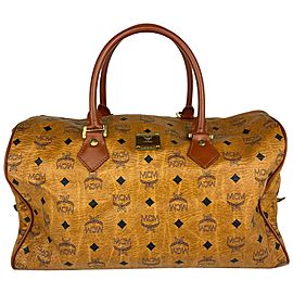 MCM Medium Cognac Monogram Visetos Boston Duffle 1MCM1116