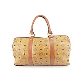 MCM Duffle Monogram Visetos Boston 24mk1220 Cognac Coated Canvas Weekend/Travel Bag