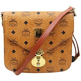 MCM Cognac Monogram Visetos Flap Bag 863162