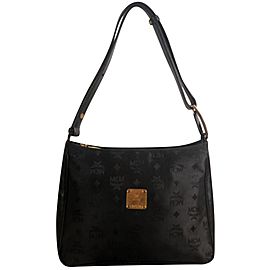 Mcm Hobo Monogram Visetos 869451 Black Nylon Shoulder Bag