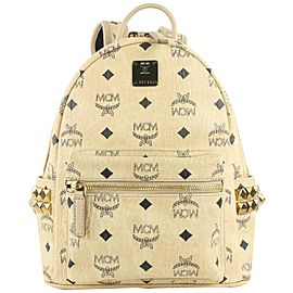 MCM Light Beige Monogram Visetos Side Stud Mini Stark 76mcm426