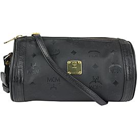 MCM Black Monogram Visetos Barrel Bag Crossbody 3MCM108