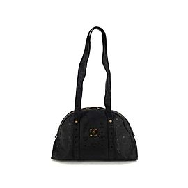 MCM Monogram Visetos Dome 233003 Black Nylon Tote