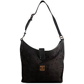 Mcm Hobo Monogram Visetos 869325 Black Nylon Shoulder Bag