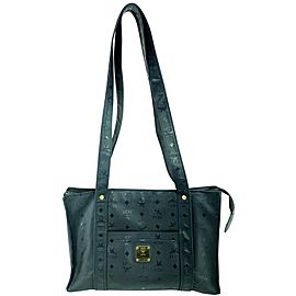 MCM Monogram Visetos Shopper 19mcm624 Black Nylon Tote