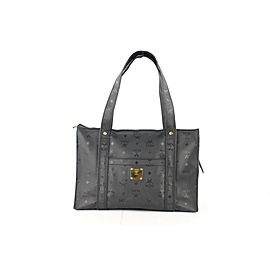 MCM Monogram Visetos Shopper 1mce1223 Black Vin Tote