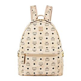 MCM Beige Monogram Visetos Side Stud Stark Backpack 917mcm26