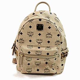 MCM Beige Monogram Visetos Stark Backpack Stud Mini Small 860165