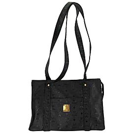 MCM Monogram Visetos Shopper Tote 229882 Black Coated Canvas Shoulder Bag