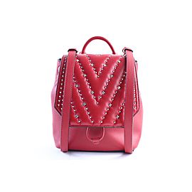 MCM Quilted Diamond Mini Disco 17mr0319 Red Leather Backpack