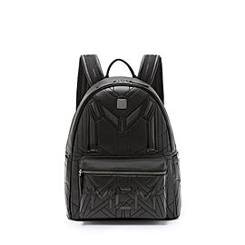 MCM Quilted Embossed Bionic 232006 Black Leather Backpack