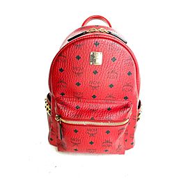 MCM Stark Ruby Red Small Backpack Side Stud 3MCME819