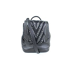 MCM Studded Diamond Disco Mini 2m915c Black Leather Backpack