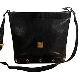 Mcm Messenger Studded 868827 Black Leather Cross Body Bag