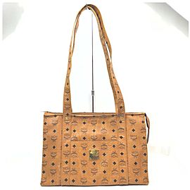 MCM Cognac Monogram Visetos Shopper Tote Bag 863070