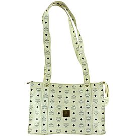 MCM White Monogram Visetos Book Tote bag