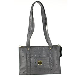 MCM Black Monogram Visetos Shopper Tote Bag 1MCM106