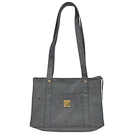 MCM Black Monogram Visetos Shopper Tote Bag 863083