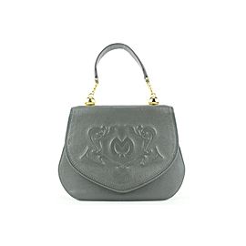 Mila Schon Grey Leather Top Handle Chain Flap Bag 673mil318