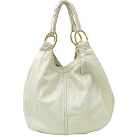 Miu Miu White Leather Ring Hobo Shoulder Bag 863198