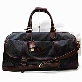 Mulberry Large Black x Brown Duffle with Strap Travel Boston 860550