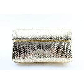 Nancy Gonzalez Gold Python Metallic Clutch 7MR0215