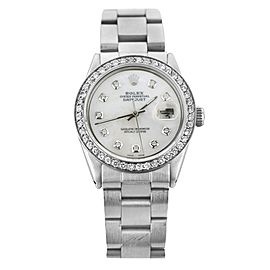 Rolex Datejust 1601 Oyster Stainless Steel Mother Of Pearl And Diamond Mens 36mm Watch