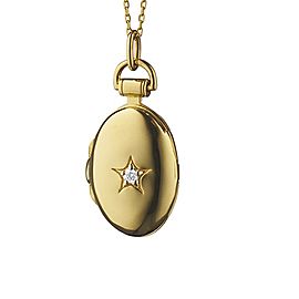 Monica Rich Kosann Yellow Gold Petite Oval Star Necklace