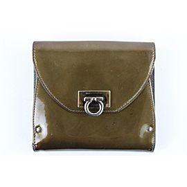 Olive Green Patent Gancini Flap Logo wallet 1MJ1021