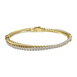 David Yurman 18K Yellow and White Gold and Diamond Cable Crossover Bracelet