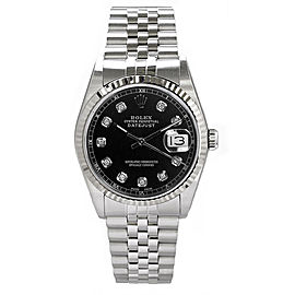 Rolex Men's Datejust Stainless Steel Custom Black Diamond Dial