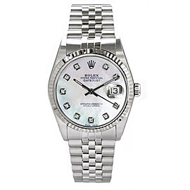 Rolex Men's Datejust Stainless Steel Custom Mother of Pearl Diamond Dial