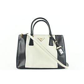 Prada Bicolor Black x White Saffiano Leather Lux Medium Tote 2way Bag 253pr5