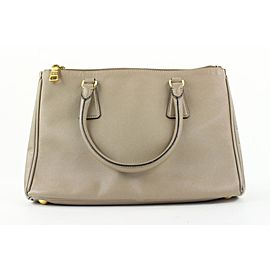 Prada Small Neutral Taupe Galleria Double Zip Saffiano Lux Tote 356pr525