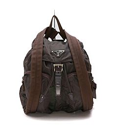 Prada Brown Tessuto Nylon Twin Pocket Backpack 863258