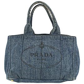 Prada Denim Canapa Shopper Tote Bag 916pr96