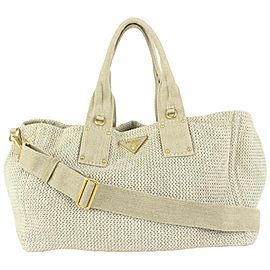 Prada Beige Stuoia Woven Canapa Convertible Tote Bag Beige 910pr96