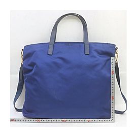 Prada Blue Nylon Tessuto 2way Tote Bag with Strap 863239