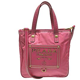 Prada Pink Tessuto Nylon Convertible Tote Bag with Strap 863147