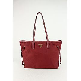 Prada Dark Red Tessuto Nylon Shopper Tote Bag 820pr84