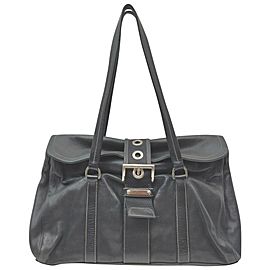 Prada Black Leather Belt Motif Shoulder Bag 862418