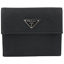 Prada Black Tessuto Nylon Compact Trifold Wallet 544pr611