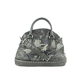 Prada Charcoal Camouflage Studded 2way Way Dome Bowler Bag 685pr621