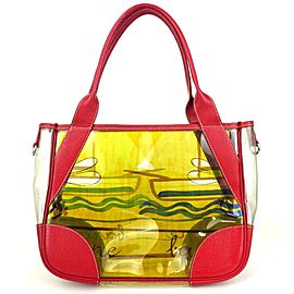 Prada Clear Tote Red Yellow 854808