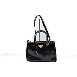 Prada Black Patent Saffiano Leather Mini Luxe 2way Tote 862349