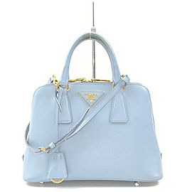 Prada Blue Saffiano Leather Dome Bowler 2way Bag 862918