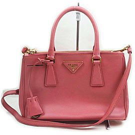 Prada Small Pink Saffiano Leather Luxe 2way Tote863041